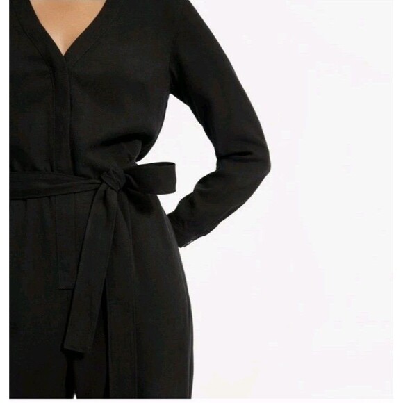 Everlane Jumpsuit Women Size 16 Utility Black Button Down Romper Coveralls - Picture 4 of 11